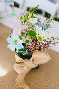 Close-up of flowers on table