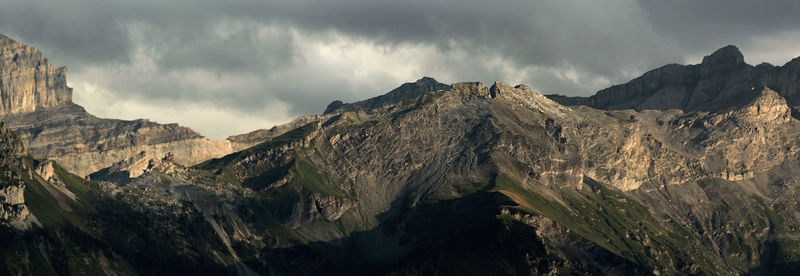 Panoramic view of mountains against sky