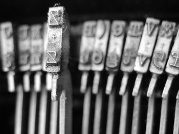 Close-up of typewriter keys