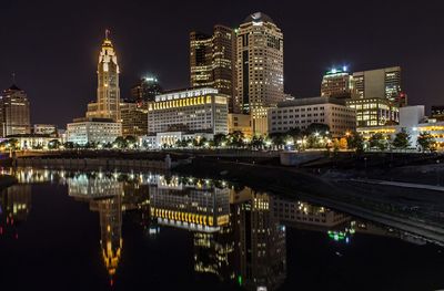 Illuminated city at night