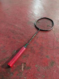 High angle view of badminton racket