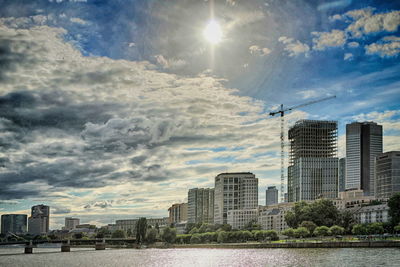 Low angle view of skyscrapers against sky