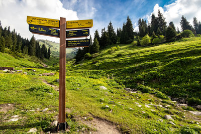 Information sign on field