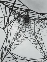 Low angle view of electricity pylon against sky