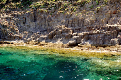 Rock formations by sea