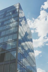 Low angle view of modern building against sky