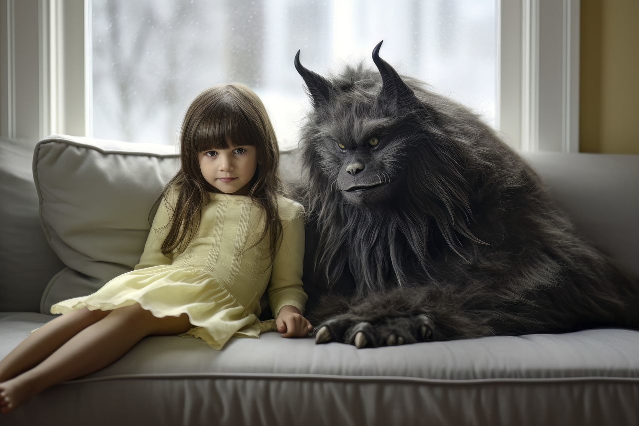 cat, mammal, domestic animals, childhood, pet, animal, child, animal themes, furniture, indoors, female, domestic room, women, one animal, sofa, sitting, long hair, one person, domestic life, hairstyle, cute, living room, domestic cat, emotion, couch, home interior, full length, lifestyles, friendship, innocence, brown hair, portrait, black, carnivore, looking, window, relaxation, casual clothing, happiness, person, toddler, smiling, love, human face