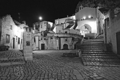 Illuminated historic building against sky at night