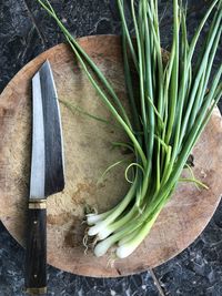 High angle view of chopped vegetables on table