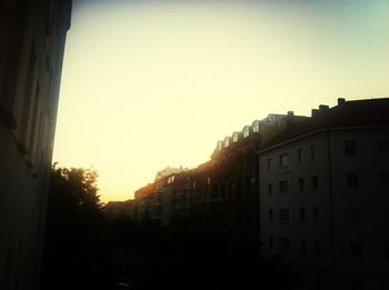 View of buildings at sunset