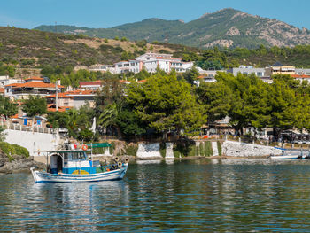 View of townscape by sea