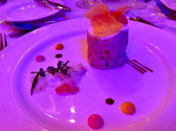 Close-up of dessert in plate on table