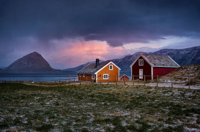 Cabins overlooking sukkertoppen from godøy, norway