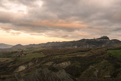 Scenic view of landscape against sky during sunset