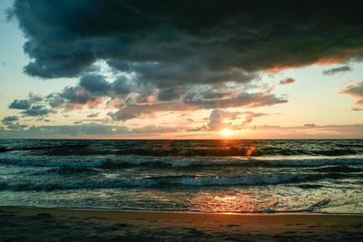 Scenic view of sea against sky during sunset