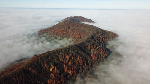 Scenic view of volcanic landscape against sky