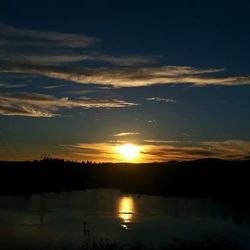 Scenic view of lake at sunset