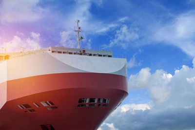 Low angle view of ship against sky