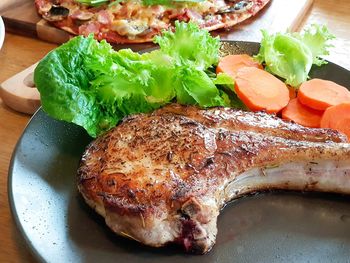High angle view of food on table