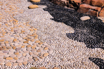 High angle view of pebbles in winter