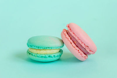 Close-up of cake against white background