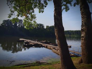 Scenic view of lake against sky