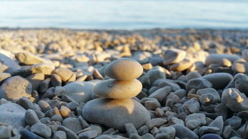 Close-up of stones on beach