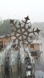 Close-up of raindrops on glass window