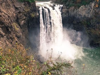 Scenic view of waterfall in forest