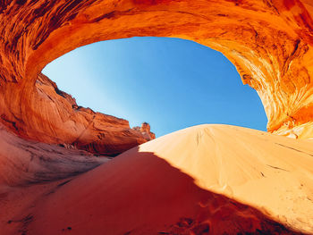 Low angle view of rock formations in desert