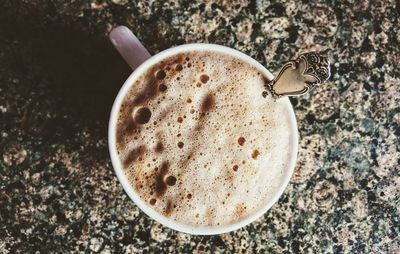 High angle view of drink on table