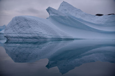 Scenic view of frozen sea against sky during winter