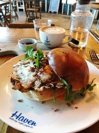 Close-up of food in plate on table