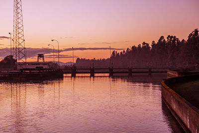 Scenic view of pier against sky during sunset