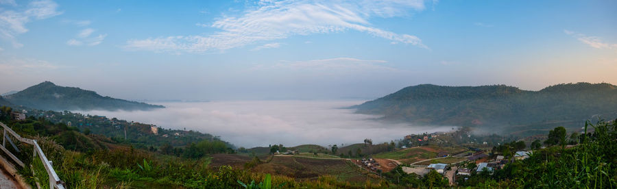 Panoramic view of townscape against sky