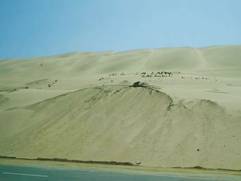 Scenic view of landscape against clear blue sky