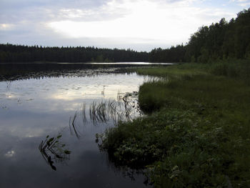 Scenic view of lake against sky