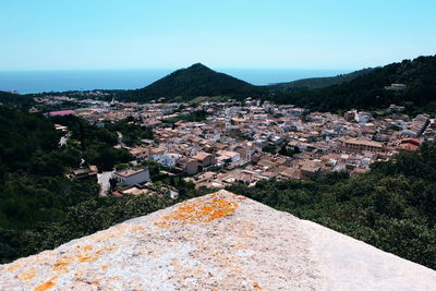 High angle view of townscape against sky