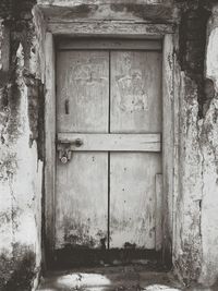 Closed door of old building