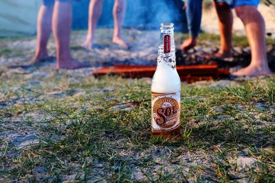 Low section of person standing on field