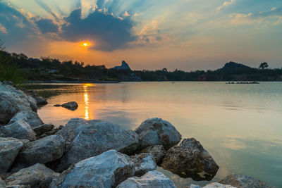 Scenic view of sea at sunset