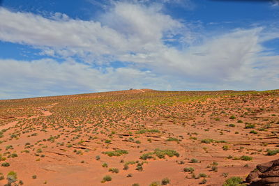 Scenic view of landscape against cloudy sky