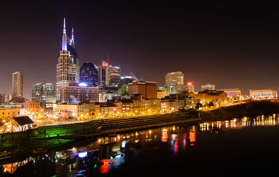 Illuminated city at night