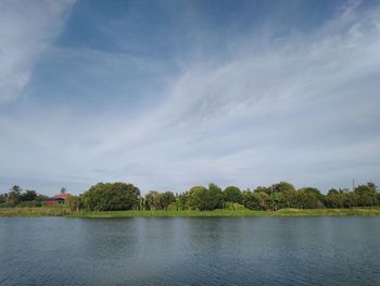 Scenic view of lake against sky