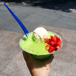 Close-up of ice cream on ice cream