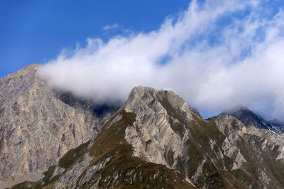 Low angle view of mountains against sky