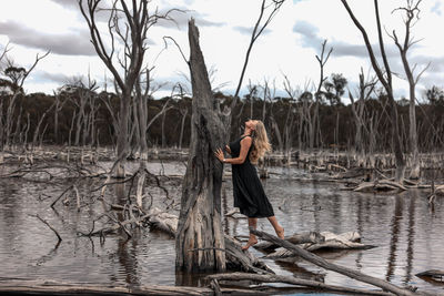 Western australia salt lake on farmland.