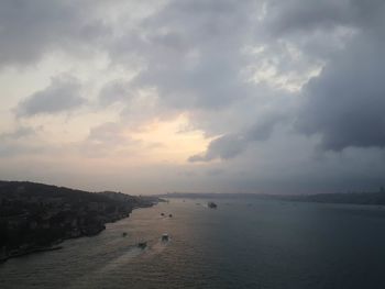 Scenic view of sea against sky at sunset