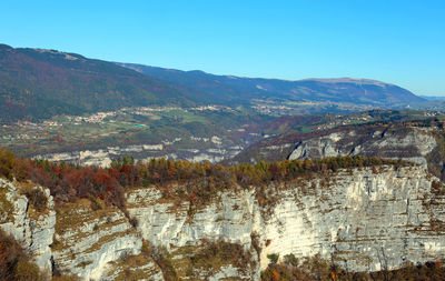 Aerial view of landscape against blue sky