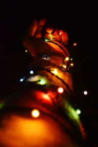 Close-up of illuminated christmas lights